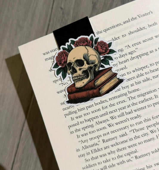 Magnetiskt bokmärke – Skull & Roses